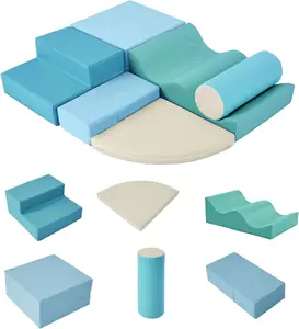 Climbing Toys for Toddlers, Soft Climb and Crawl Playset Indoor Baby Soft Foam Blocks for Climbing, Crawling, 6-Piece