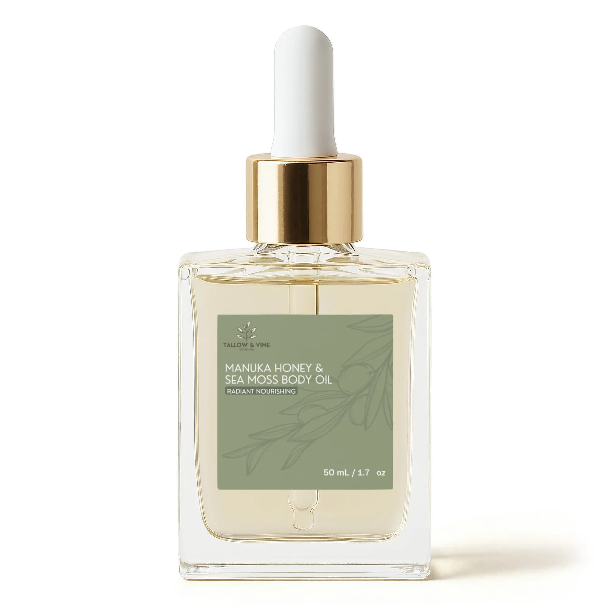 Tallow & Vine Manuka Honey & Sea Moss Hydrating Oil - Gentle, Antibacterial, Lightweight Formula for Daily Use - 50ml