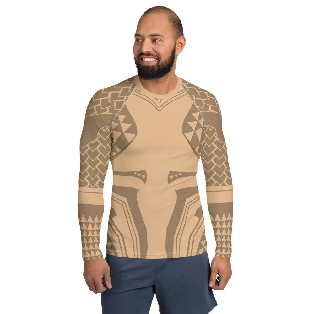 Underwater Superhero Muscle Tattoos Costume Shirt Cosplay Tight Fitting Easy Halloween Purim Triton Merman Tribal