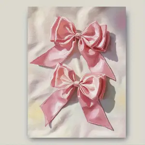 1 Piece Pink Bow Canvas Wall - 30.48x 40.64cm Watercolor Print, with Wooden Frame, Soft Girl College Style Room Decoration, Dorm Room Decoration, Unique Gift Idea, Canvas Wall