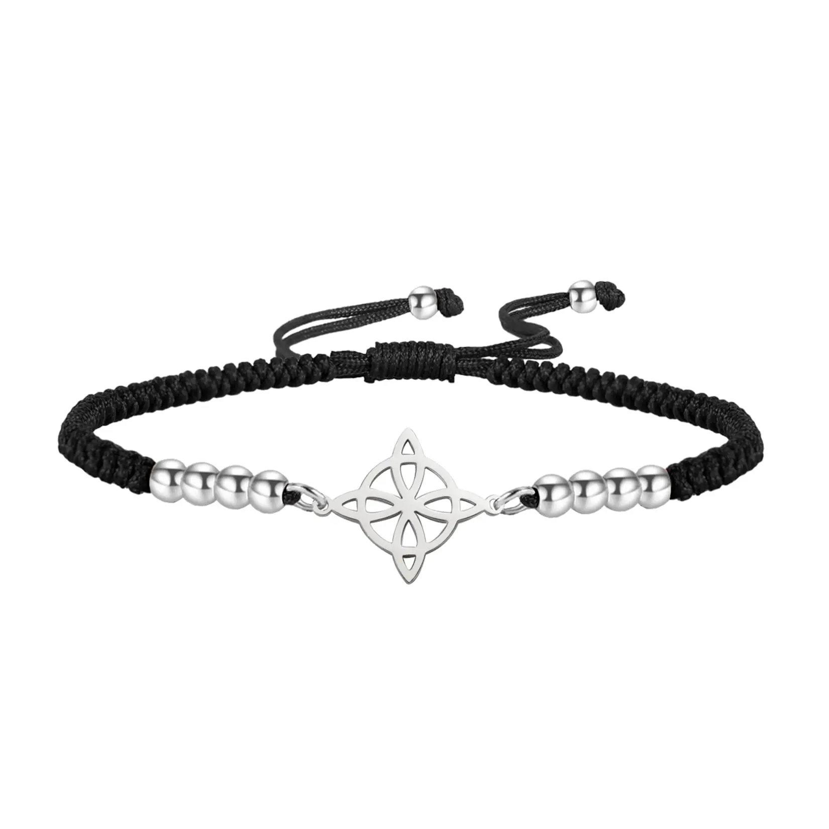 Witch Knot Bracelet Irish Trinity Celtic Handmade Braided Rope Lucky Red String Adjustable Beaded Couple Triquetra Wiccan Amulet