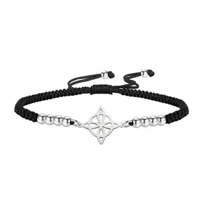 Witch Knot Bracelet Irish Trinity Celtic Handmade Braided Rope Lucky Red String Adjustable Beaded Couple Triquetra Wiccan Amulet