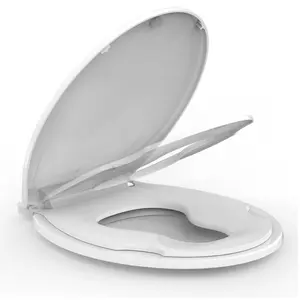 Round Toilet Seat with Built-In Toddler Potty Training Seat, Slow Close, Easy to Install & Clean, Detachable Seat for Longtime Usage, White