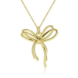 Smooth double-layer line bow necklace girls daily clavicle chain jewelry gift for friends and mothers