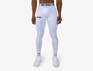 We Ball Sports Mens Compression Tights - Shaping Leggings, Skinny Sportswear, Sports Bottoms (White)