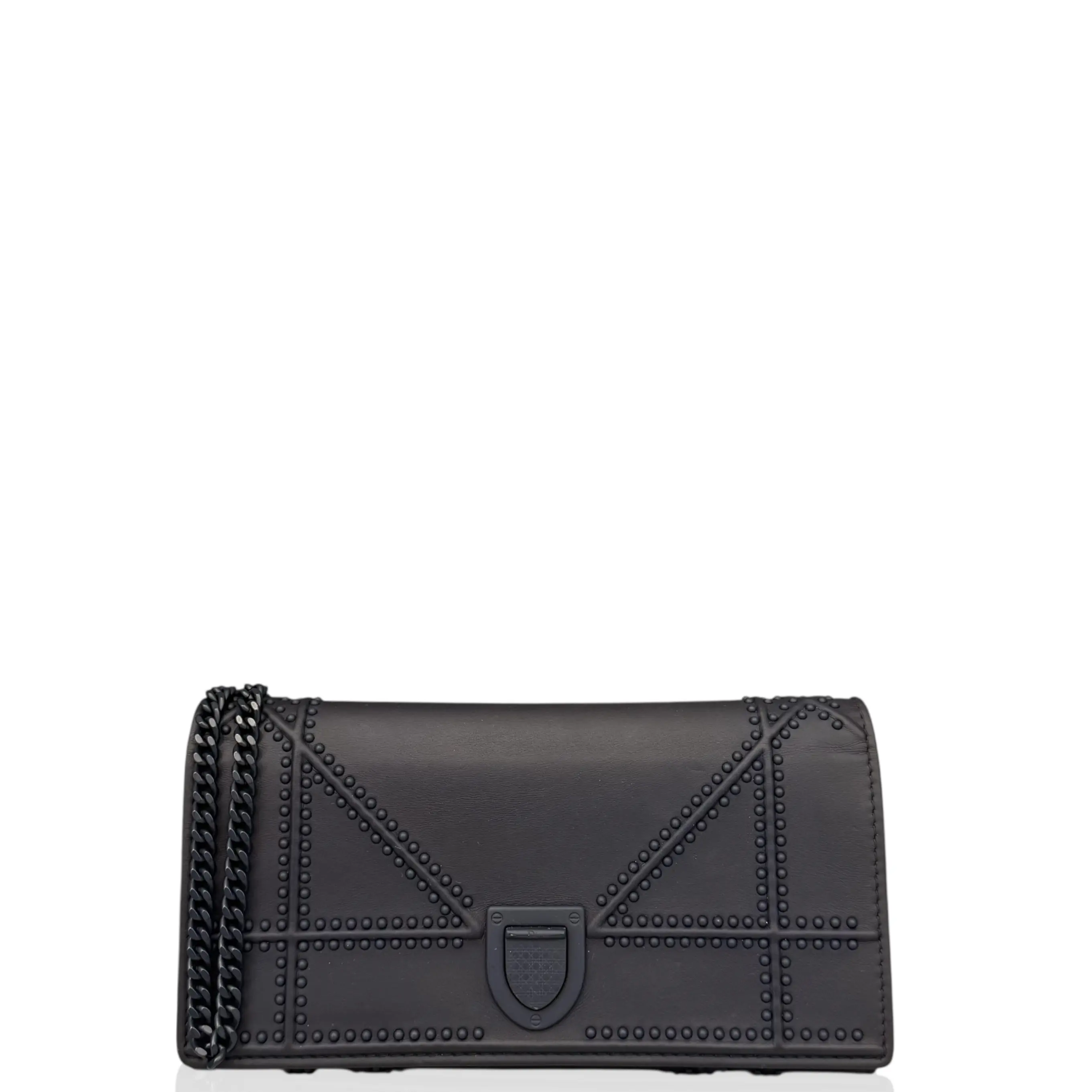 Pre-owned Dior Leather small leather goods Diorama Croisiere Chain Wallet Calfskin Blue (wz022726a7)