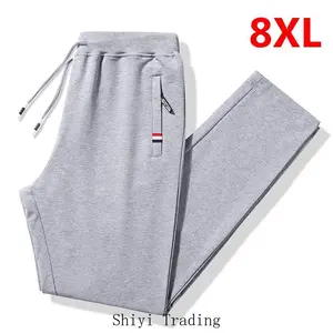 Big Size Sweatpants Men Casual Fashion Pants Oversize 8XL Plus Size Jogger Solid Color Cotton Trousers Male Stretch Pant