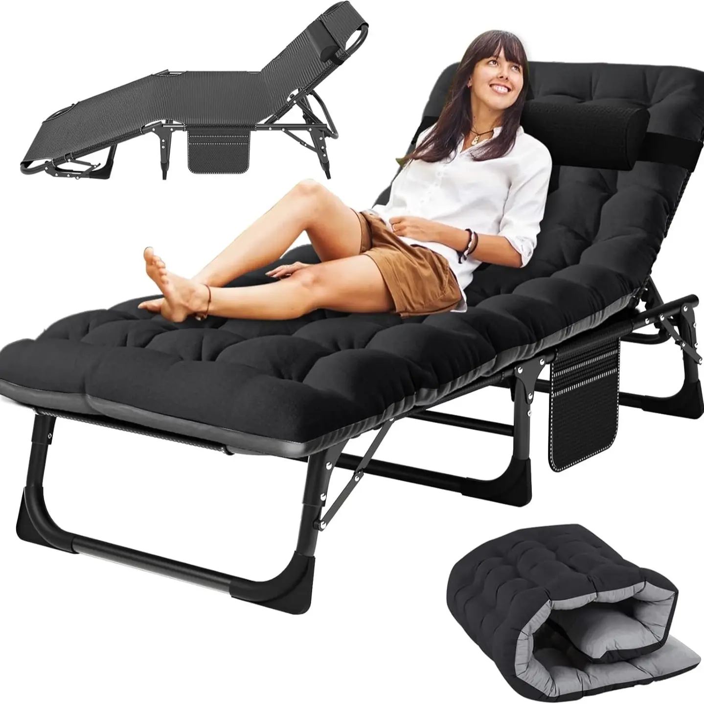 Black Cot with Black Mattress