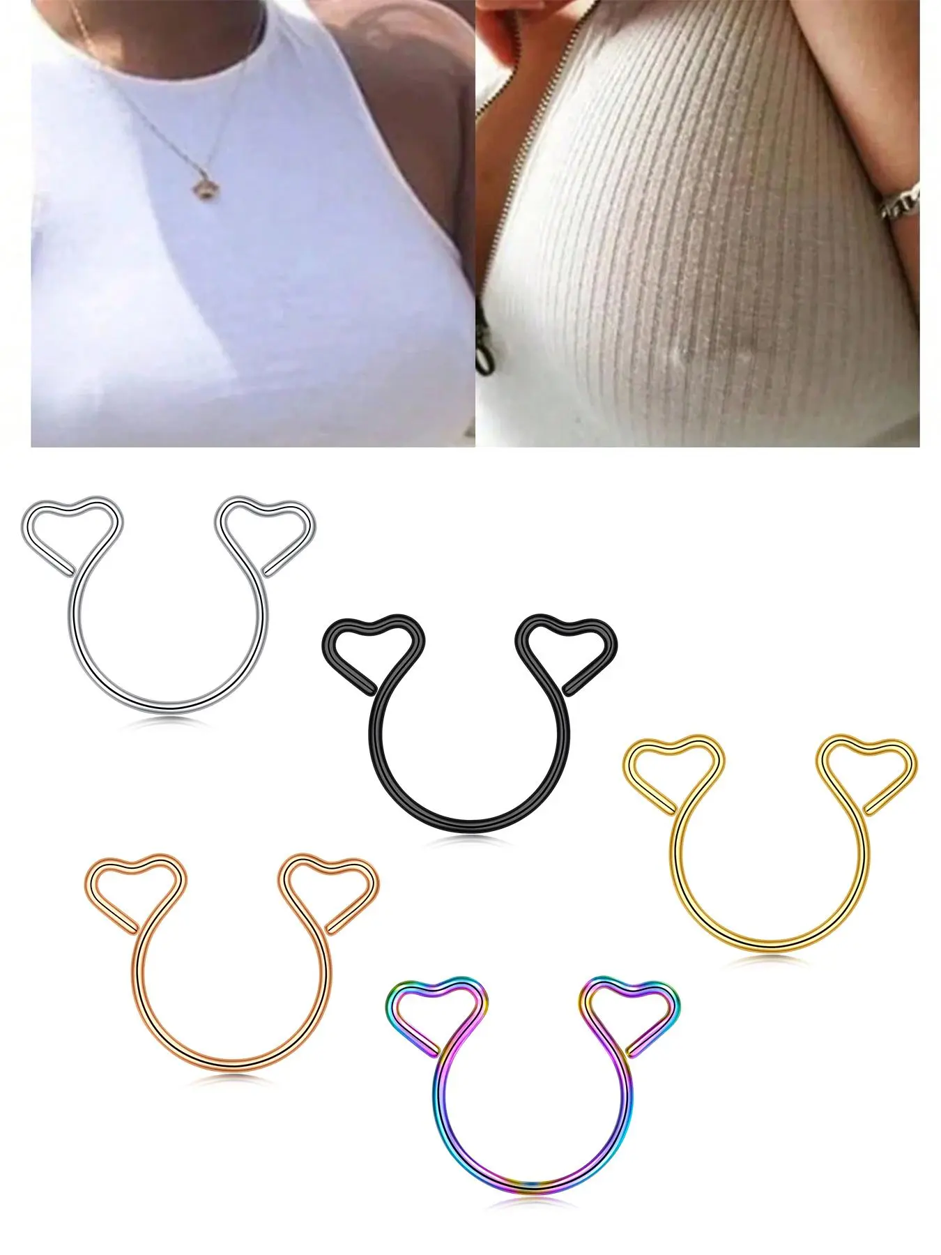 Heart Shaped Nipple Ring, Fashionable Non Piercing Nipple Hoops, Fake Nipple Piercings, Body Jewelry for Women, Trendy All-match & Exquisite Jewelry for Birthday Gift, Body Jewellery