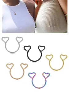 Heart Shaped Nipple Ring, Fashionable Non Piercing Nipple Hoops, Body Jewelry for Women, Trendy All-match & Exquisite Jewelry for Birthday Gift
