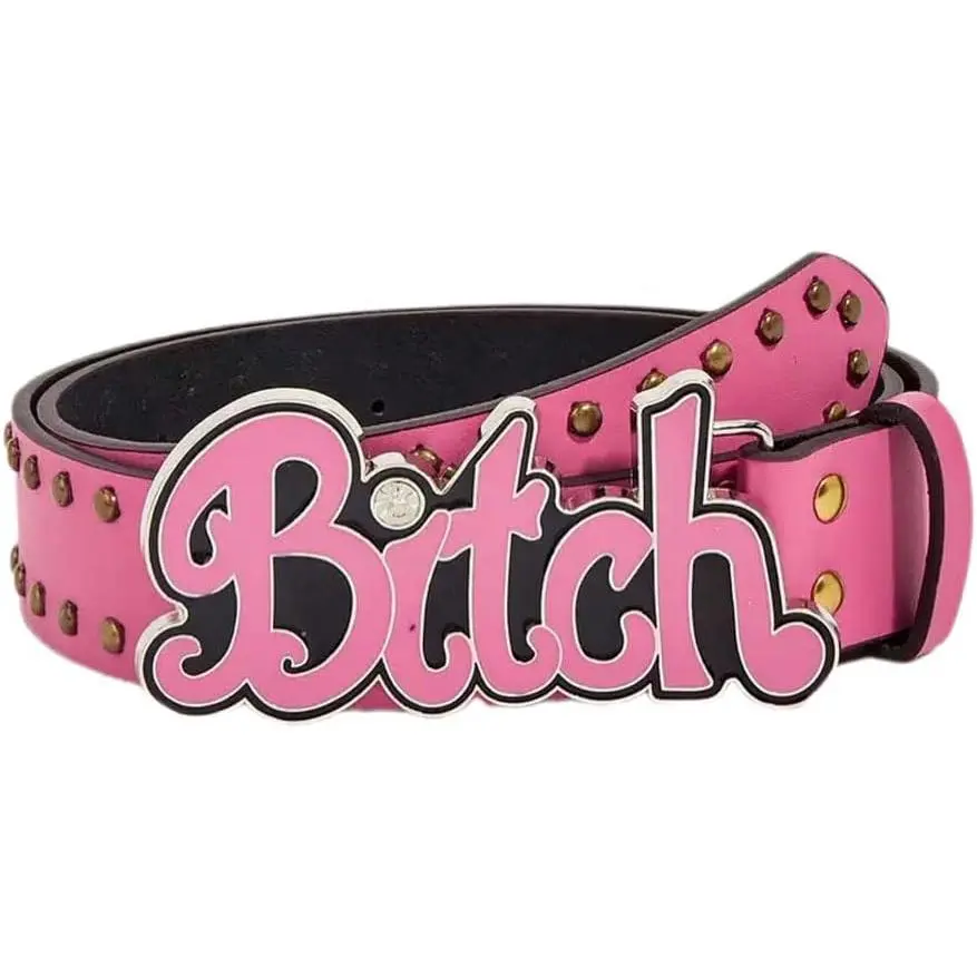 Women's  Studded Belt - Chunky Letter Buckle Punk Rock Belt for Women