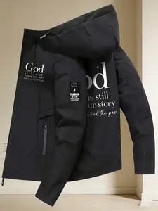 Women's Trendy Hooded Jacket (Light Blue) Available With "God is still writing your story Stop trying to steal the pen" Religious Healing Slogan Print Minimalist & Powerful Style Easy Pull Zipper Loose Fit Soft Fabric Casual Versatile