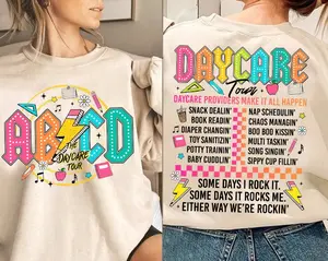 Retro Daycare shirt Png, Daycare Tour Png, Daycare Staff Crew, Childcare Provider  Cute Daycare Worker Gift,Funny Toddler Teacher Design Top Womenswear