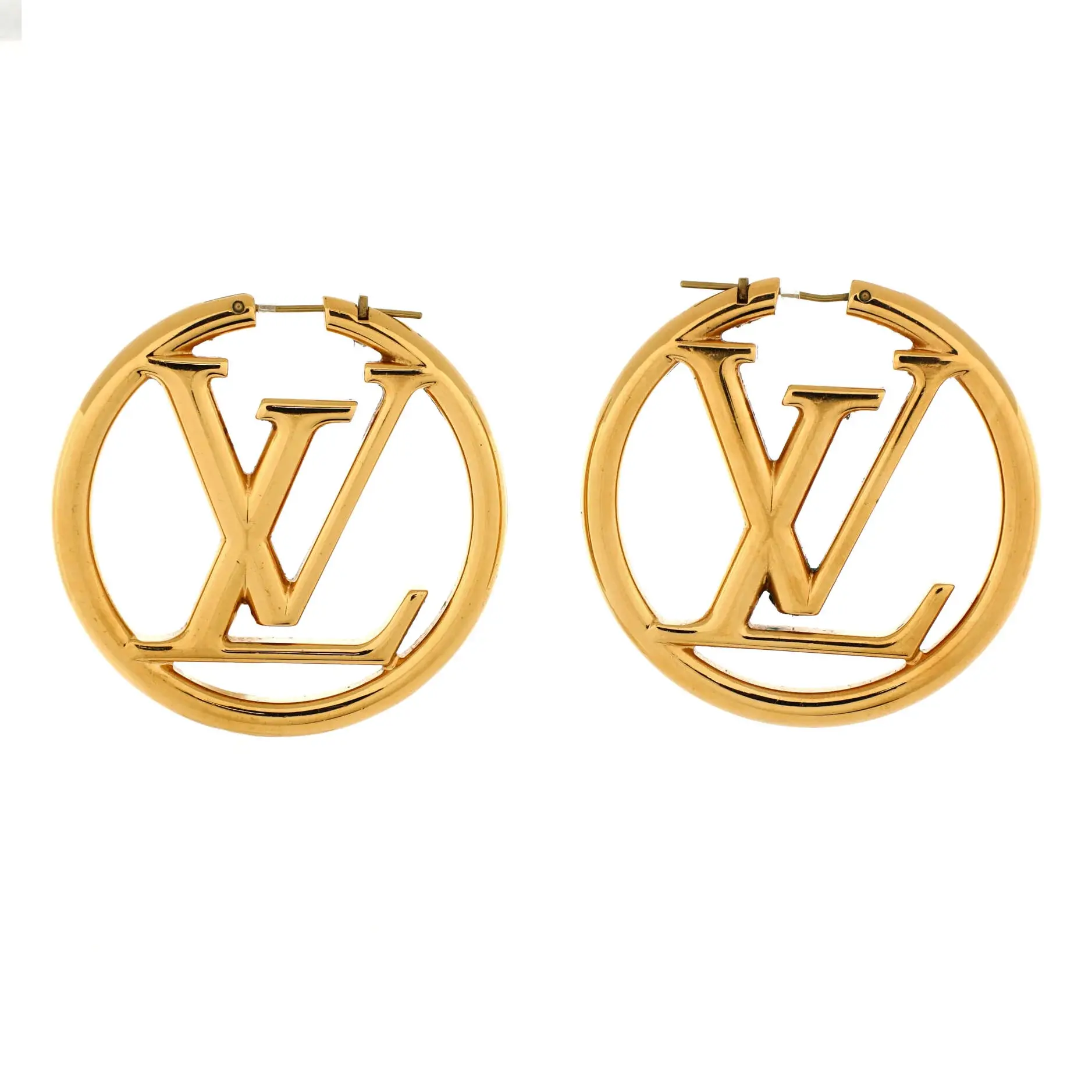 Pre-owned Louis Vuitton Louise Hoop Earrings Metal GM by Rebag