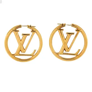 Pre-owned Louis Vuitton Louise Hoop Earrings Metal GM by Rebag