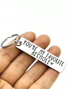 You're My Favorite Asshole Letter Pattern Slogan Metal Keychain, Stainless Steel Keychain for Men & Women, Fashion Accessories for Daily Use