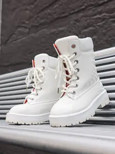 Men's Classic High-Top Boots Fall & Winter, PU Leather Waterproof Anti-Slip Punk Style, Mid-Calf Casual Outdoor Shoes Slip Resistant Boots