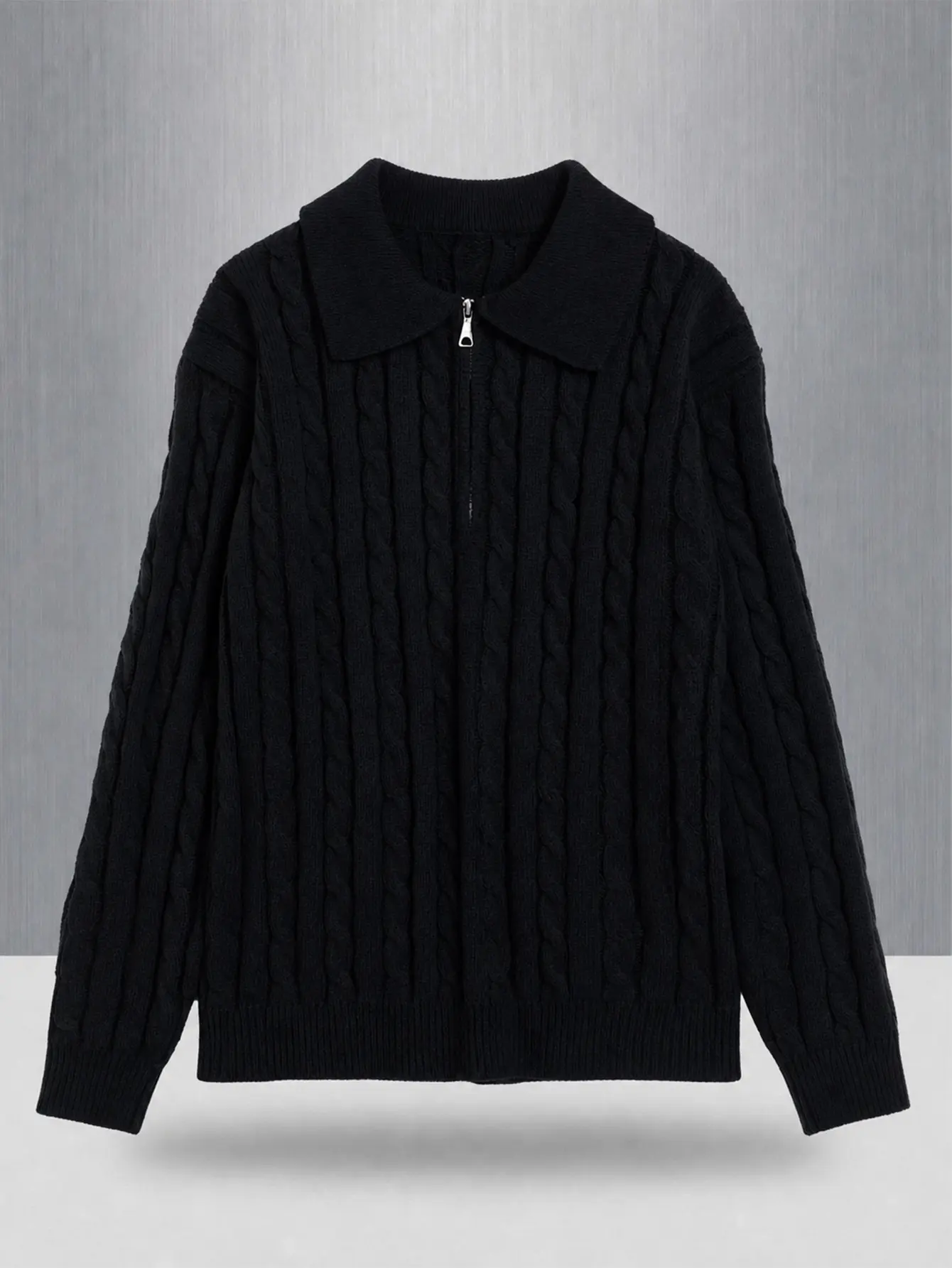 Men’s knit Thermal long-sleeve pullover sweater,unisex,versatile,Fashion Casual Solid color Jacquard Tops,Comfort half-zip open-front collared basic sweater,suitable for everyday wear,commute,school,fall/winter Knitwear Menswear