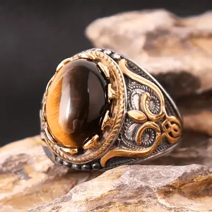 Bold Vintage Carved Tiger Eye Ring for Men – Unique Daily Wear Accessory to Elevate Your Style and Confidence Every Day
