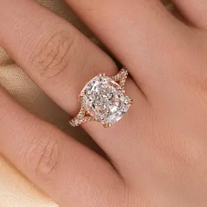 Effinny 5.0ct Split Shank Crushed Ice Cushion Cut Engagement Ring, Women's Promise Ring, 5A Grade Cubic Zirconia Anniversary Ring for Women Outdoorfun
