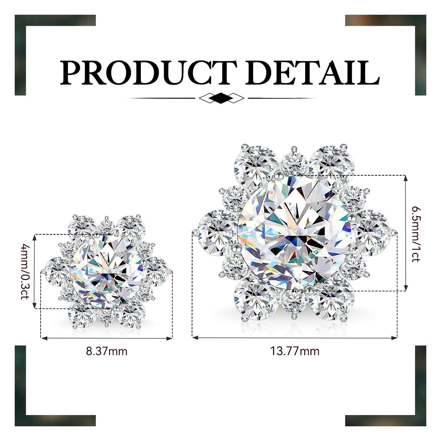 Silver Casual Couple Stud Earrings - Dual Lab-Created Gemstones (VVS1 Moissanite Option), Hypoallergenic Fit Soft Needles, Deluxe Gift Box, Unisex Fine Jewelry, Snowflake Design, Ideal for Anniversaries & Valentine’s Day, Everyday Glamour, Casual Shine, M