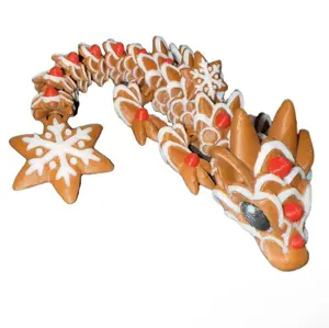Gingerbread Drake - Articulated Dragon Fidgets December Collection - I.CantStopPrinting - Festive Cookie Design