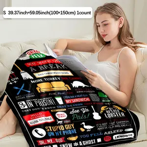 1PC Comfortable Flannel Blanket, Friends Classic Humorous Quote Print, Soft Durable, Ideal Gift for All Ages