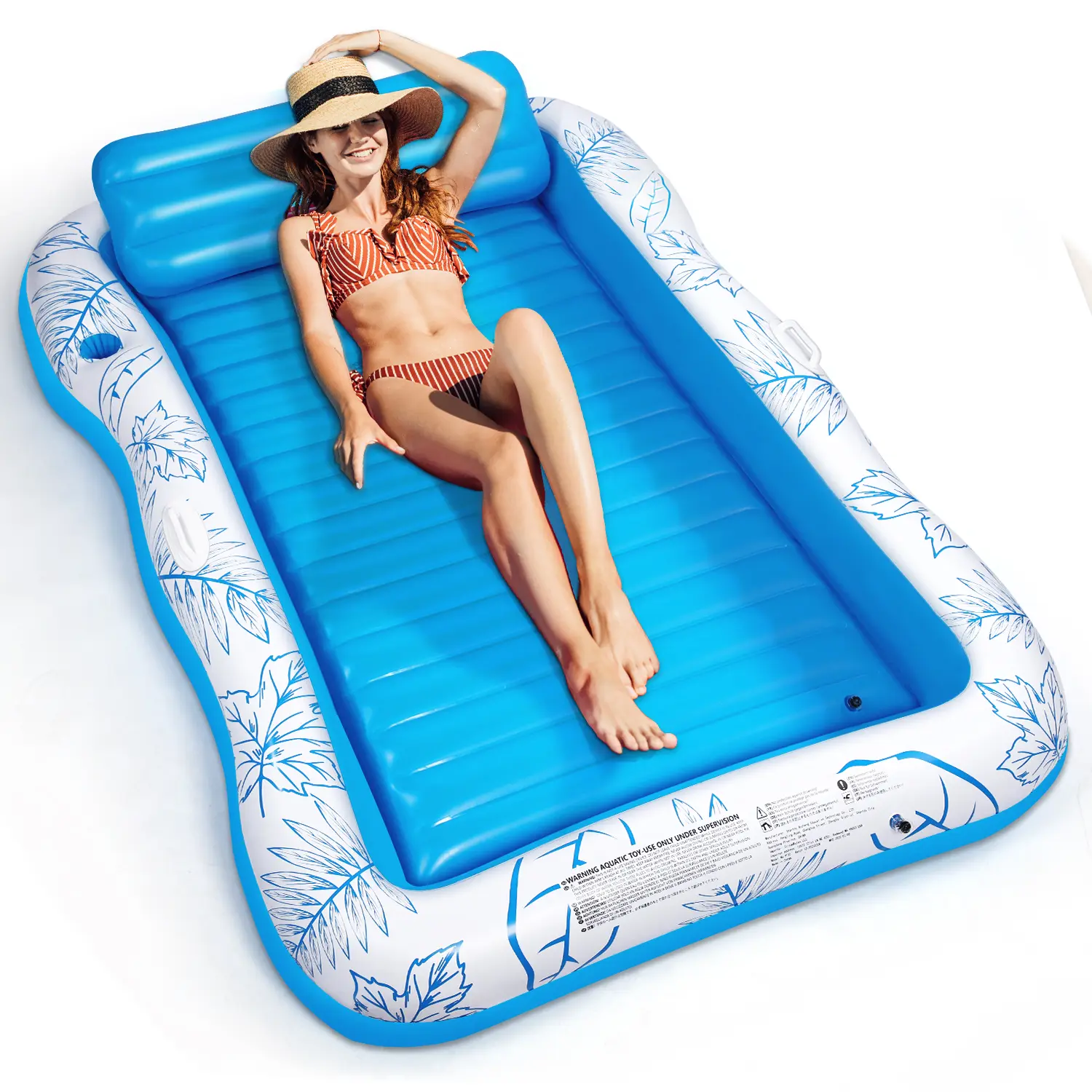 Inflatable Adult Pool Lounge Chair Raft - Large Beach Sunbathing Floating Platform Sunbathing Water Lounge Floating Bath Tub with Drink Holder - Blow Up River & Lake Suntan Floating Swimming Mattress,inflatable Sofa Summervibes