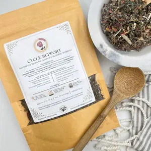 Cycle Support: Loose-Leaf Herbal Tea Blend For Women's Monthly Wellness (Caffeine-Free) Organic Traditional Beverage for Cramps, Emotional Balance, Uterine Health, Iron & Circulation with Red Raspberry Leaf, Stinging Nettle, Yarrow, Hibiscus, Cinnamon