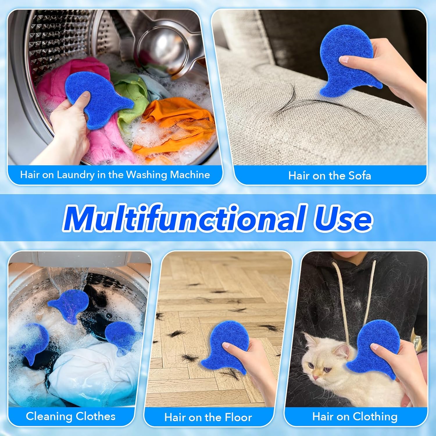 Pet Hair Remover for Laundry, 6PCS Reusable Dog & Cat Hair Remover Tool - Removes Pet Fur, Hair, Lint, Dander from Clothes &Washing Machine.