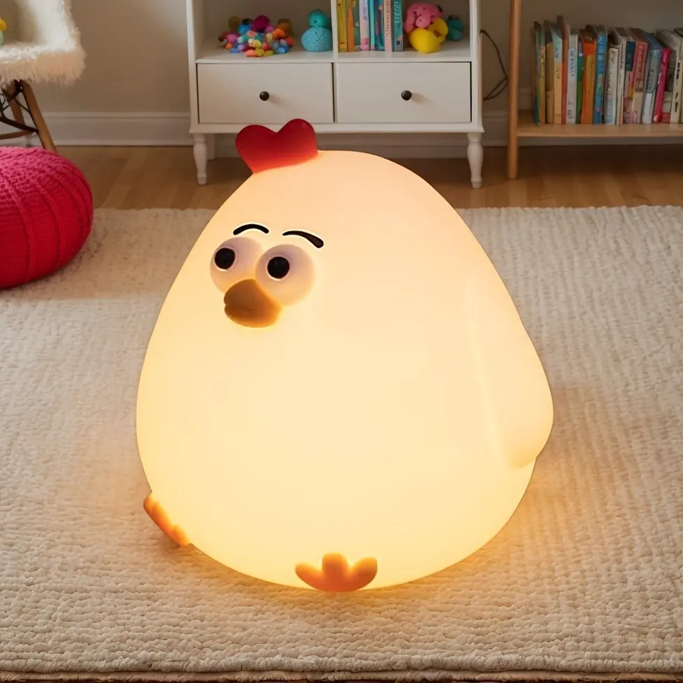 Cute Flower Chick Night Light, Soft Cute Flower Chicken Lamp Is Bedroom Decor, Silicone Squishy Lamp LED Have Levels Dimmable Lights Gifts for Women