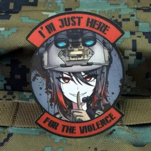 Anime Mikhail Girl Tactical Patch Military I Am Just Here for The Violence Morale Badge Printed Hook&Loop Backpack Armband