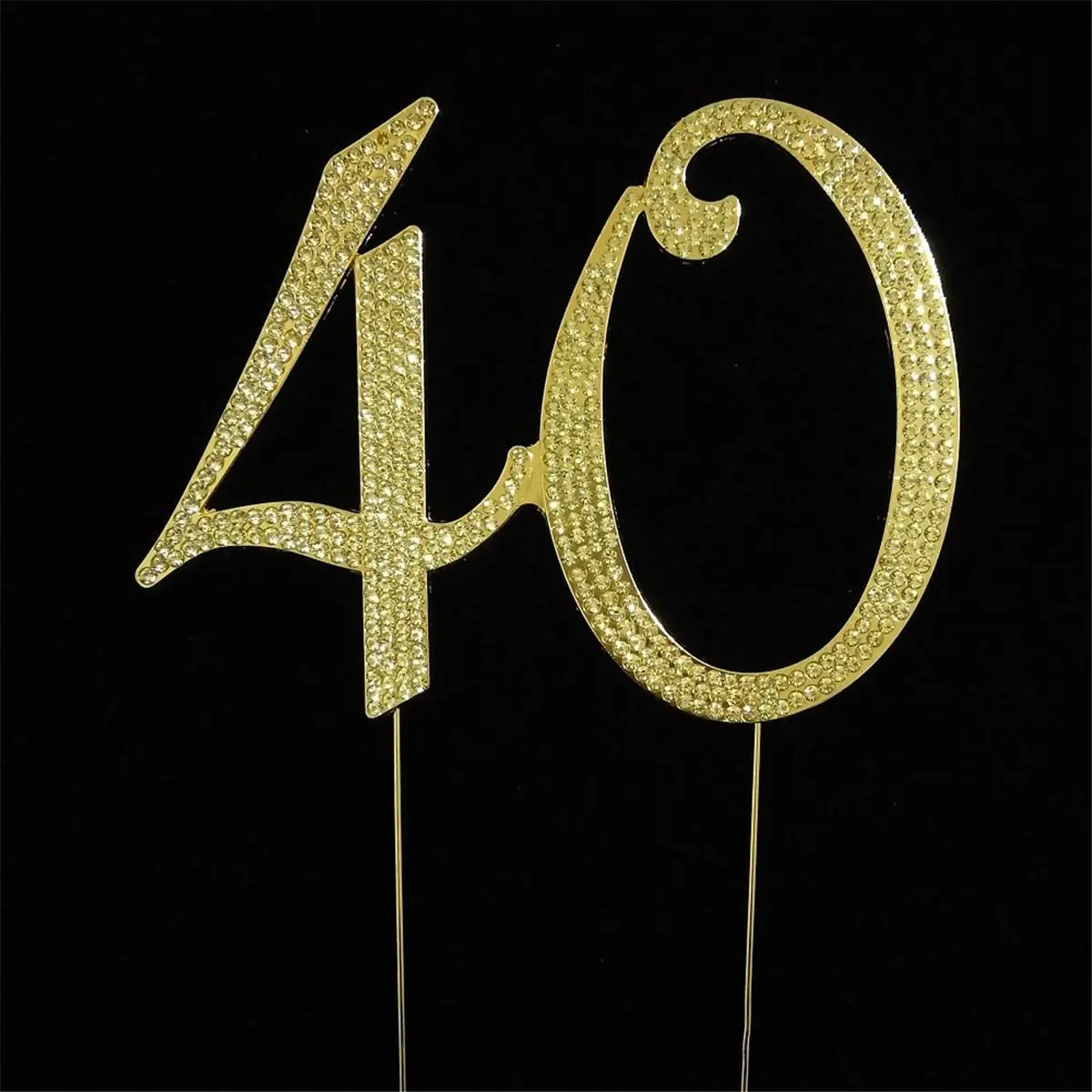 212 MAIN Sparkle Rhinestone Cake Topper - Home Supplies, 40th Anniversary Gift, Topper Size: 4.5" H x 5.5" W Gold Glitter Decor, Cake Decorating for Birthday Party Celebrations