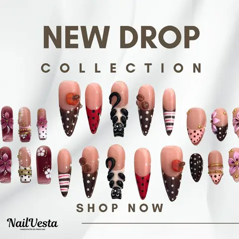 NailVesta NEW DROP COLLECTION – 100% Handcrafted 3D Press-On Nails | Reusable, Long-Lasting, Salon-Quality