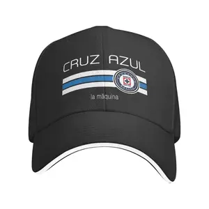 Cruz Azul Liga MX Baseball Cap - Black with Blue Stripes & Emblem, Lightweight Polyester Streetwear Hat for Men & Women, Unisex Casual Sports Cap for Beach, Outdoor, Christmas, Father’s Day Gifts