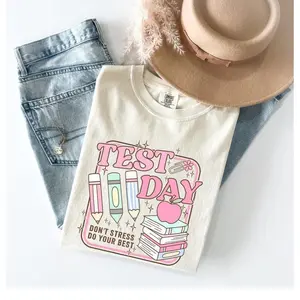 Test Day Don't Stress Do Your Best Comfort Colors Shirt, Preppy Spring & Summer Graphic Tee For Women, Gift For Her, Unisex Fits , Unisex Casual Graphic T-Shirts