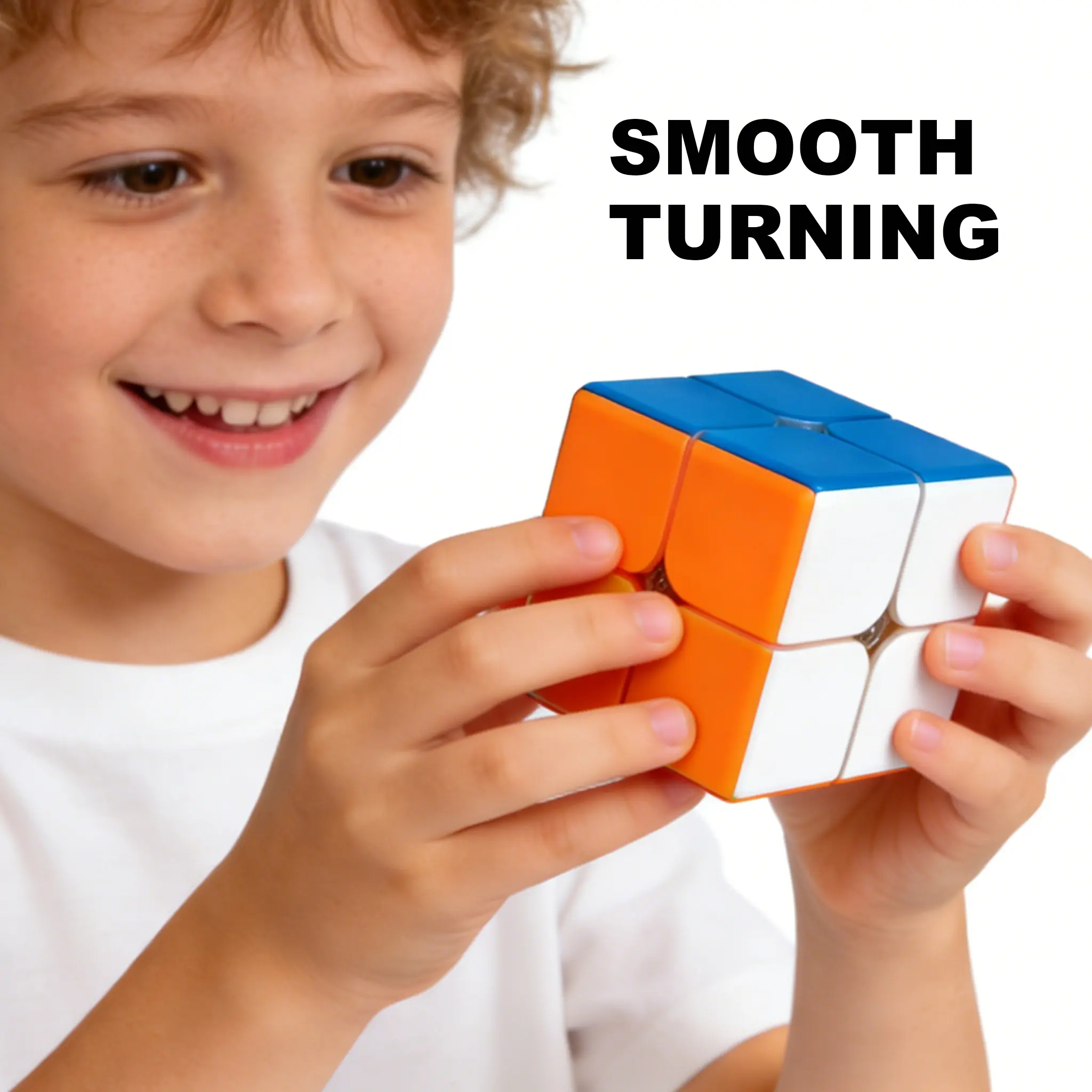 2x2 Stickerless Magnetic Speed Cube, 49mm Compact Build Magic Cube Toy - Lightning Fast Smooth Twist, Durable Clip-In Tile Construction, Speedcube for Family Games, Memory Training and Observation