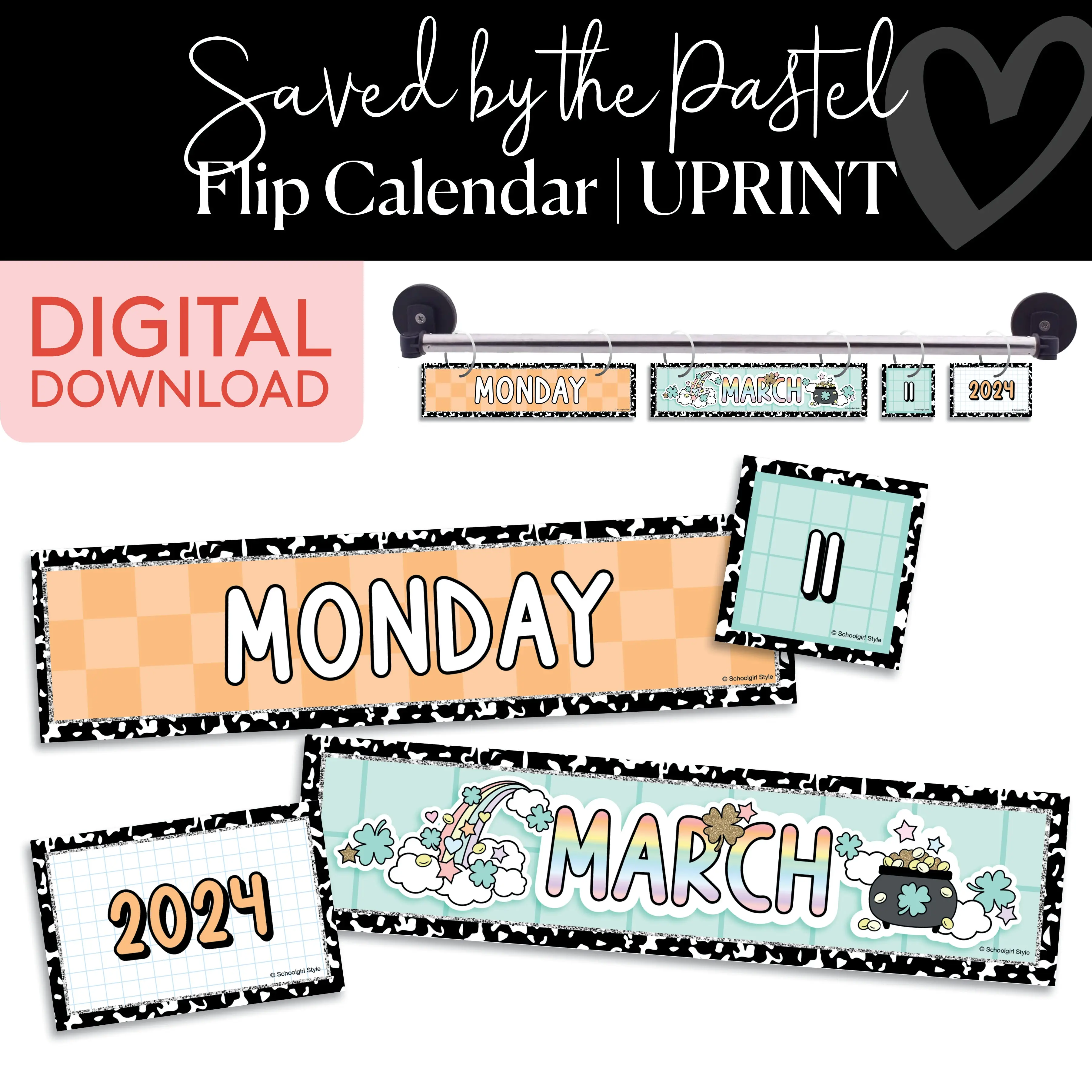 Pastel Printable Classroom Flip Calendar | Saved By The Pastel