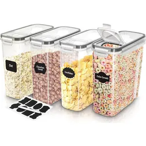 Cereal Containers Storage - Liter Airtight  Storage Containers & Cereal Dispenser For Pantry Organization And Storage (Clear, 4 Liter Pack of 4)