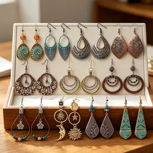 11 Pairs Vintage Drop Dangle Earrings for Women – Boho Earring Jewelry Set, Retro Flower Dangly Earring, Teardrop, Sun and Moon Earrings – Mother‘s Day, Christmas, Birthday Gift for Her – Mixed Styles with Gift Box