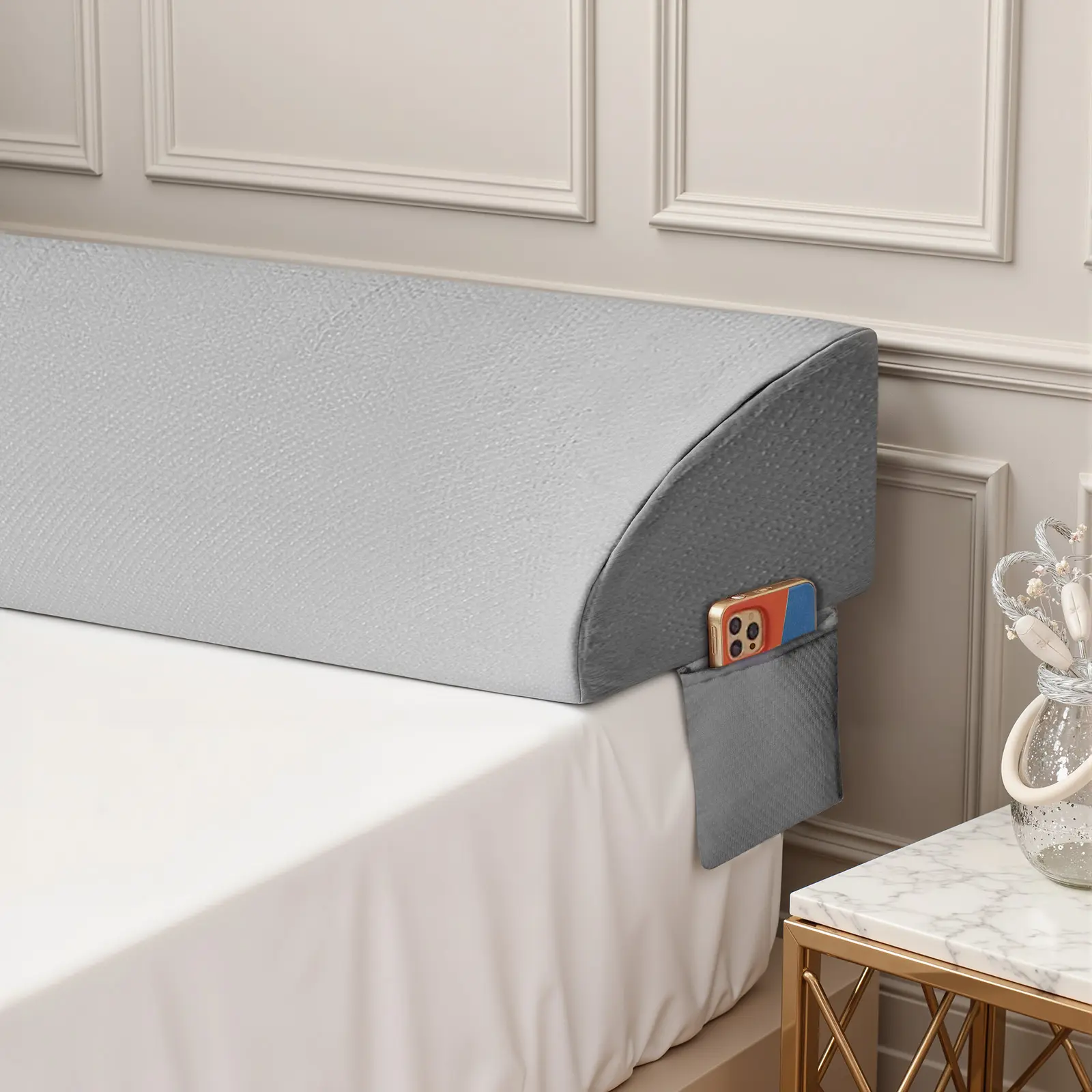 Wedge Pillow - Modern Stylish Furniture Bed Gap Filler for Closing the Space Between Headboard and Mattress