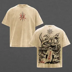 Minato Namikaze “Fourth Hokage” & Kurama Graphic T-Shirt, Vintage Washed Unisex Anime Tee, NRT Streetwear Merch, Gift for Naruto & Minato Fans