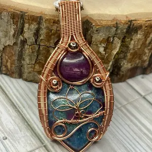 Ruby Fuchsite Kyanite & Ruby Genuine Copper Necklace for healing, Passion, Intuition