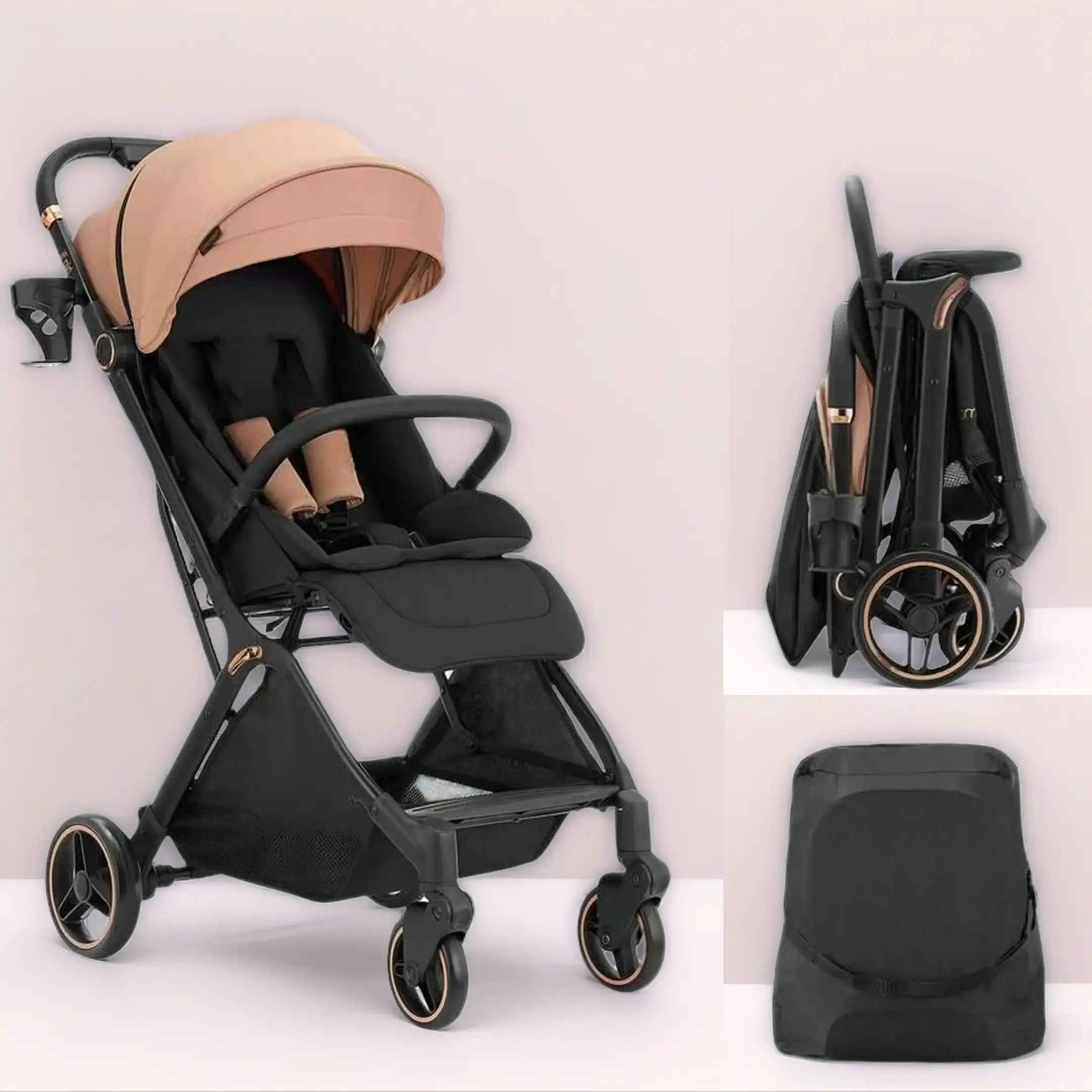 Unisex Foldable Gravity Baby Stroller for 0-3 Years (5-10 Kg) - Solid, Plain, Travel Size, 1-Hand Fold/1-Hand-Fold, Light Weight, Compact, Automatic Fold, Adjustable Backrest & Sun and Weather Protection Canopy Toddler Pushchair