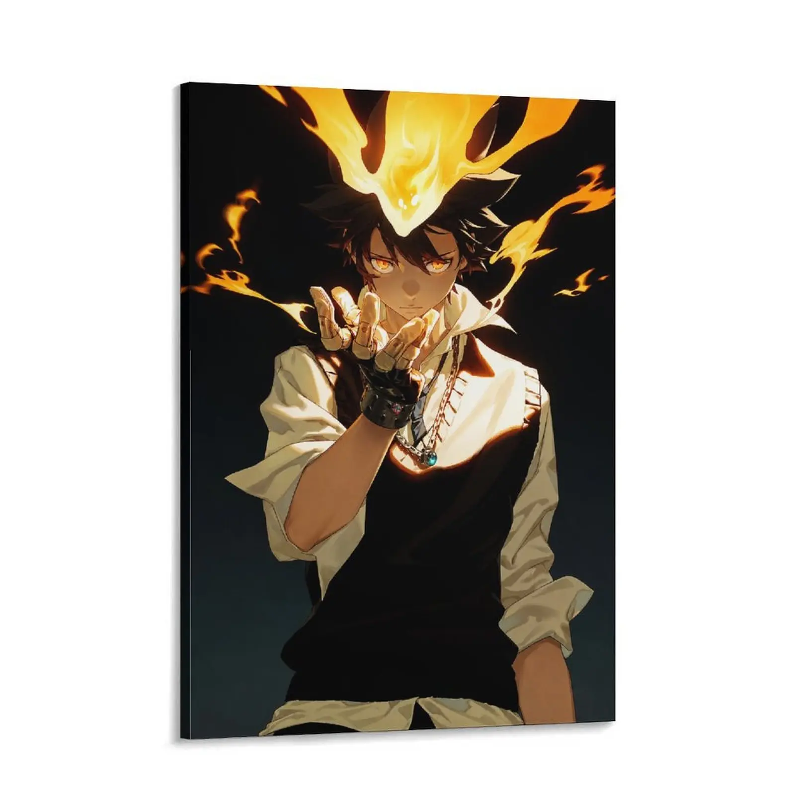 HITMAN REBORN,Sawada Tsunayoshi,Anime Flame Warrior Canvas Wall Art – Fiery Power Character Poster, Japanese Manga Style Decor for Bedroom, Gaming Room & Anime Fans