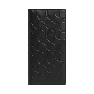 COACH Coach Logo-Embossed Flap Closure Wallet for Men in Smooth Calfskin – Black