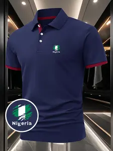 Nigeria National Flag Print Men's Polo Shirt - Stylish & Versatile, Comfortable & Breathable Fabric, Ideal for Summer Outdoor Sports & Daily Wear, New Style Casual Sports Collared Shirt