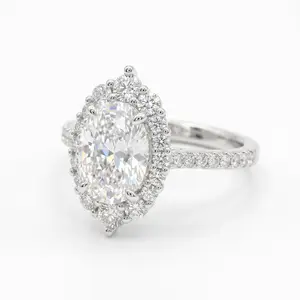 Plated Cubic Zirconia Promise Halo Engagement Promise Eternity Ring for Womenv for her Jewelry Luxury Affordable