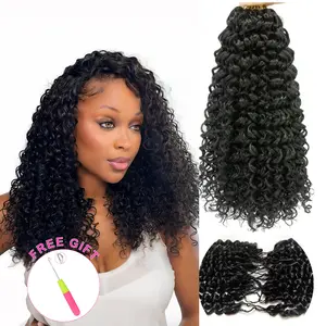 [New Arrival] Bgmgirl Crochet Human Hair Afro Curly Water Wave Kinky Straight Hair for Miracle Knots Boho Braids Knotless Pre-Separated 50g/Bundle Time Saving SpringStatements