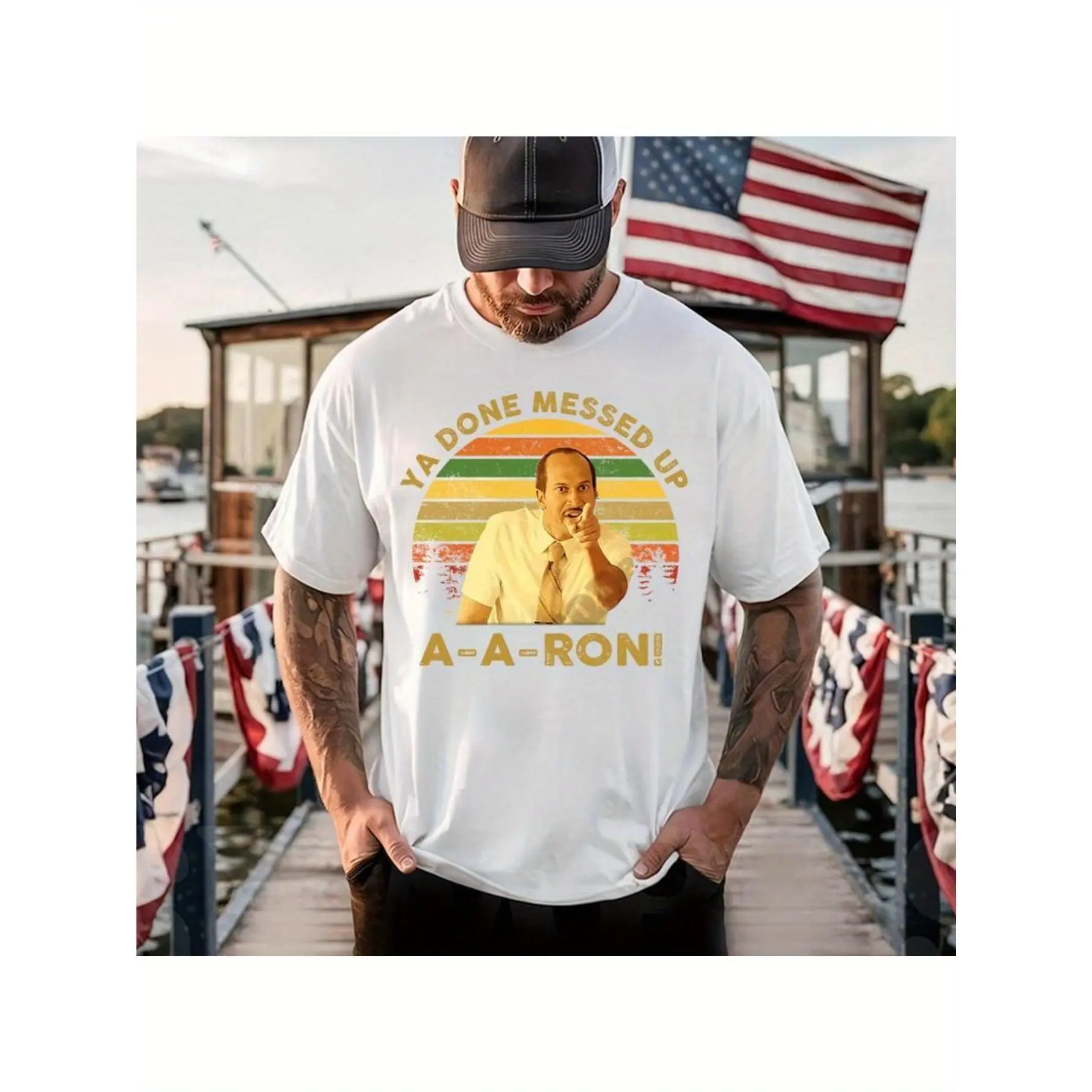 Key & Peele "Ya Done Messed Up Aaron!" Vintage Comedy T-Shirt - Retro Funny Quote Tee, Relaxed Fit Unisex Shirt for Key&Peele Fans, White Comedy Show Merchandise, Casual Wear, Nostalgic Design, Medium Elasticity